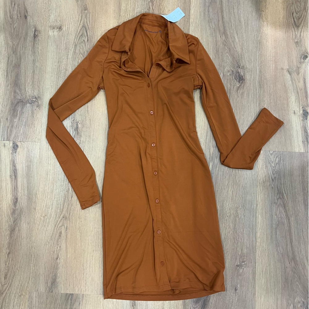 NWT A&F Long-Sleeve Slinky Knit Shirt Dress